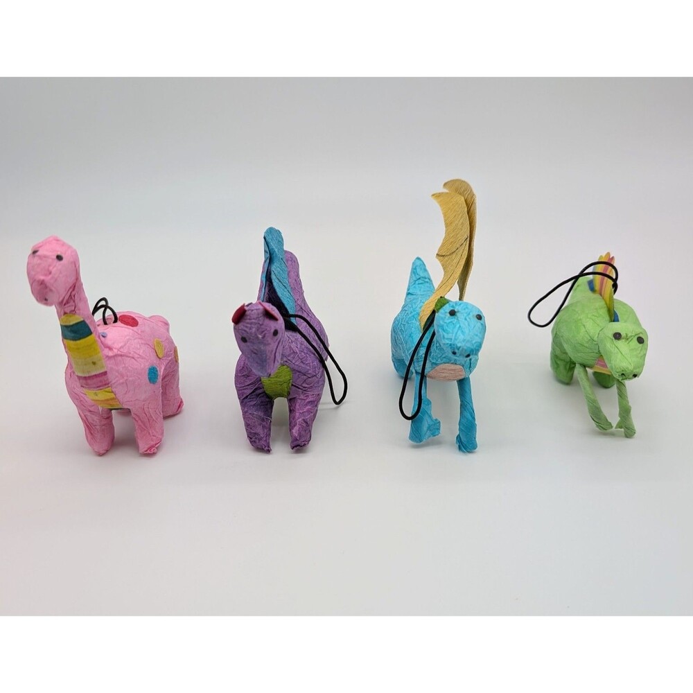 Paper Mache Dinosaur & Dragon Christmas Ornaments Cost Plus World Market Pastel